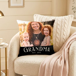 Almofada Grandma Established Custom Name Year Photo Black
