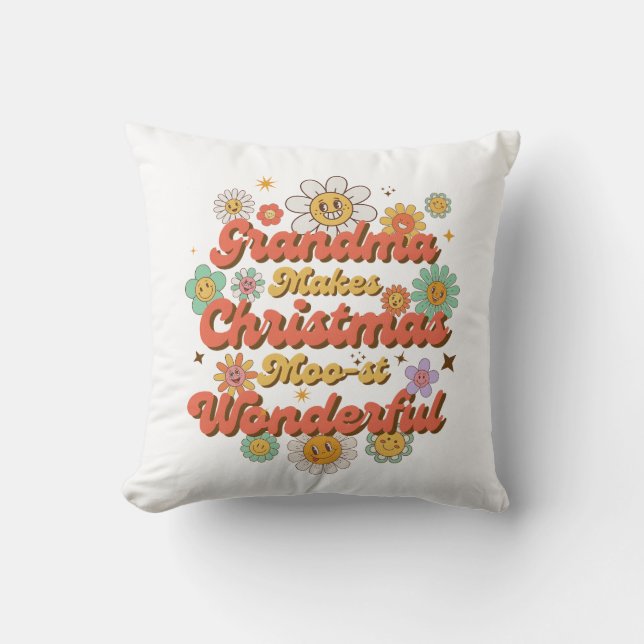 Almofada Grandma Makes Christmas Moo-st Wonderful (Frente)
