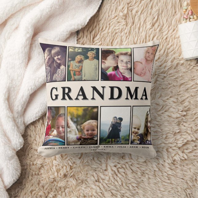 Almofada Grandma Pillow – 8 Photos & Grandkids’ Names (Cobertor)