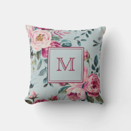 Almofada Grandmillennial Dusty Rose Floral Custon Monogram