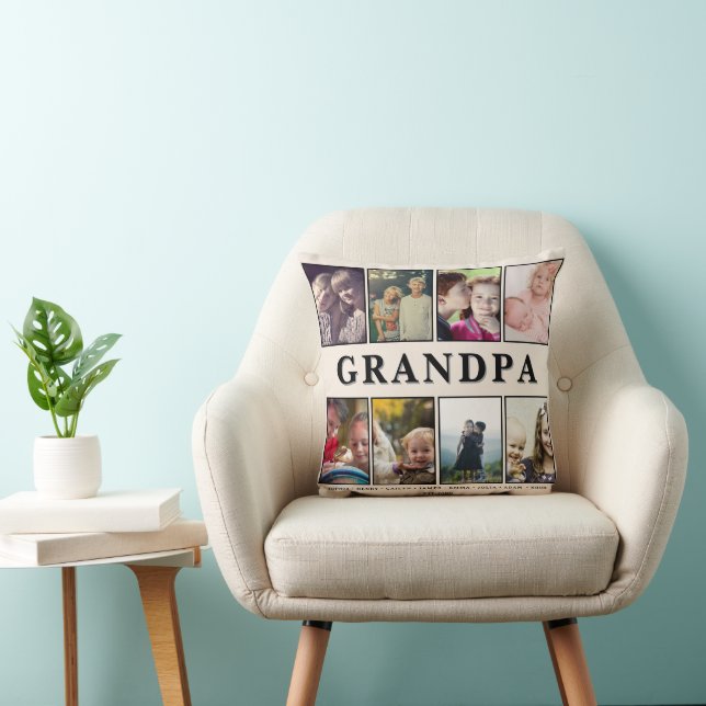 Almofada Grandpa Pillow – 8 Photos & Grandkids’ Names (Cadeira)