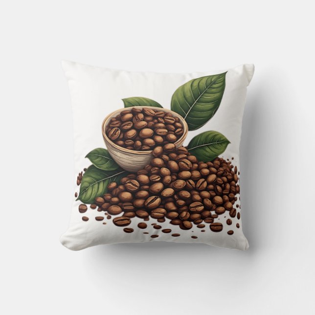 Almofada Grãos de Café e Folhas (Frente)