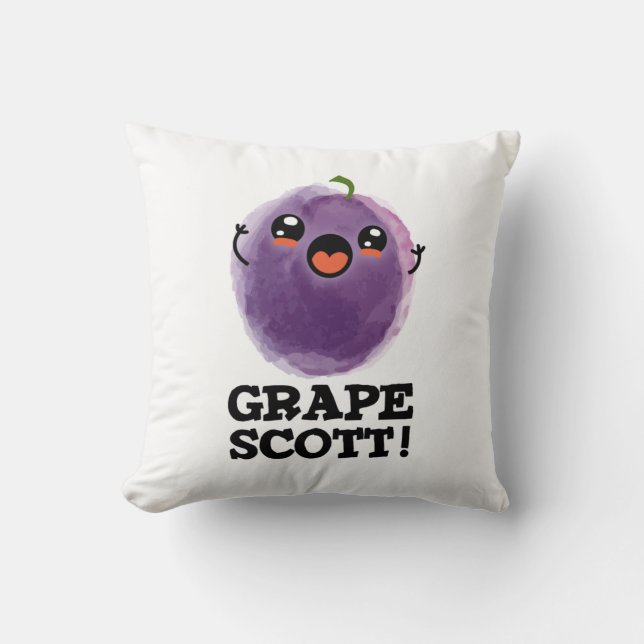 Almofada Grape Scott Funny Fruta Grape Pun (Frente)