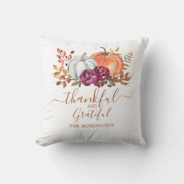 Almofada Grateful Autumn Fall Pumpkin Watercolor
