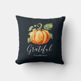 Almofada Grateful Orange Pumpkin Marinho Personalizado