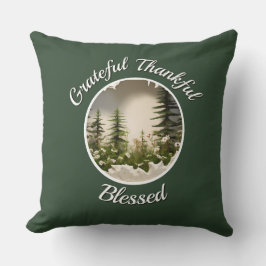 Almofada "Grateful, Thankful, Blessed" Dark Green