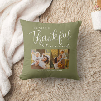 Almofada Grateful Thankful Blessed Família Foto Moderna