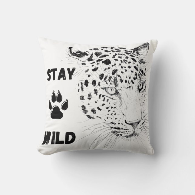 Almofada Grático de Leopardo Selvagem (Frente)