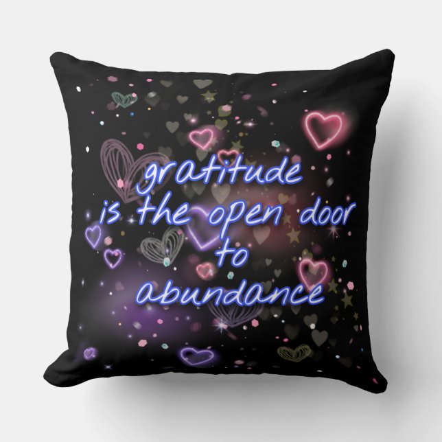 Almofada gratidão é porta aberta à abundância (Frente)