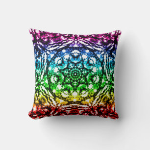 Almofada Gravata Tie Dye Mandala Estrela Arco-íris