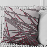 Almofada Gray and Burgundy Wine Modern Elegant Abstract<br><div class="desc">Modern throw pillow features an elegant abstract linear composition in burgundy and wine on a gray background. Inspired by tall dune grasses, this throw pillow is reversible. Gray and burgundy artistic design on front; solid gray on back. The artistic design on the front is a layered composition to offer depth...</div>