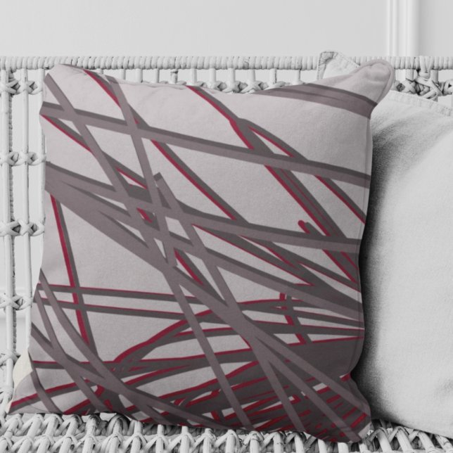Almofada Gray and Burgundy Wine Modern Elegant Abstract (Criador carregado)