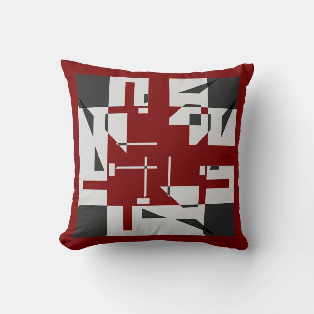Almofada Gray Black Dark Red 4 Corner Small Shape Labyrinth (Frente)