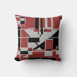 Almofada Gray Black Dark Red Geometric Abstract Labyrinth