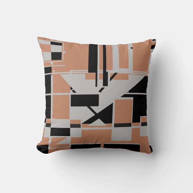 Almofada Gray Black Terracotta Geometric Abstract Labyrinth (Frente)