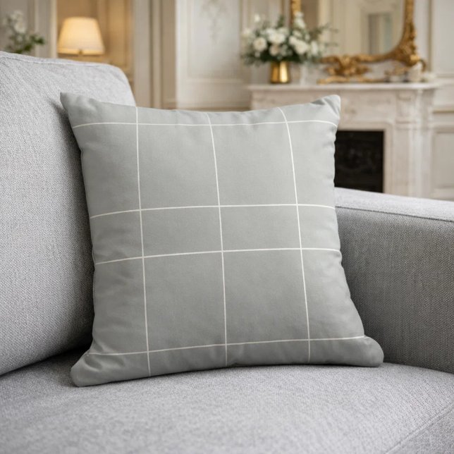 Almofada Gray Ivory Neutrals Checked Modern (Criador carregado)