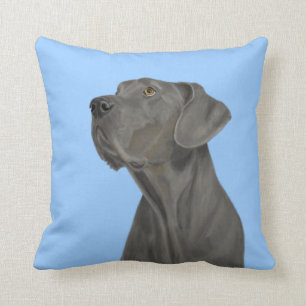 Almofada Great dane bonito cinzento no azul