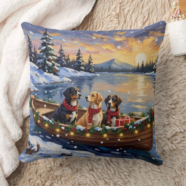 Almofada Greater Swiss Mountain Dog Christmas Boat Holiday (Cobertor)