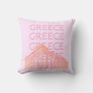 Almofada Grécia, Arte Viagem, Arte Pastel Viagem, Rosa