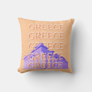 Almofada Grécia, Arte Viagem de Atenas, Laranja
