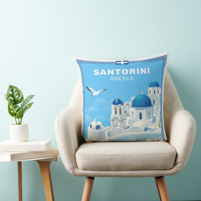 Almofada Grécia Santorini de Texto Personalizado (Cadeira)