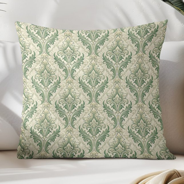 Almofada Green and Beige Vintage Botanical Flowers Pattern (Criador carregado)