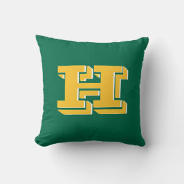 Almofada Green and Gold College Style Initial Monogram