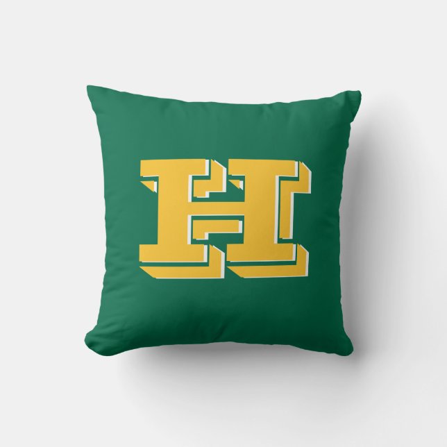 Almofada Green and Gold College Style Initial Monogram (Frente)