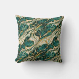 Almofada Green and Gold Marble Throw Pillow