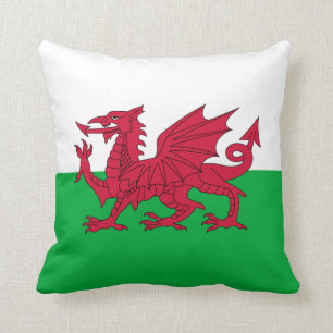 Almofada Green and Red Flag of Wales with Dragon