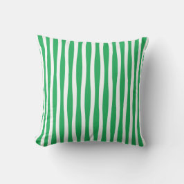 Almofada Green and White Wavy Stripe Throw Pillow