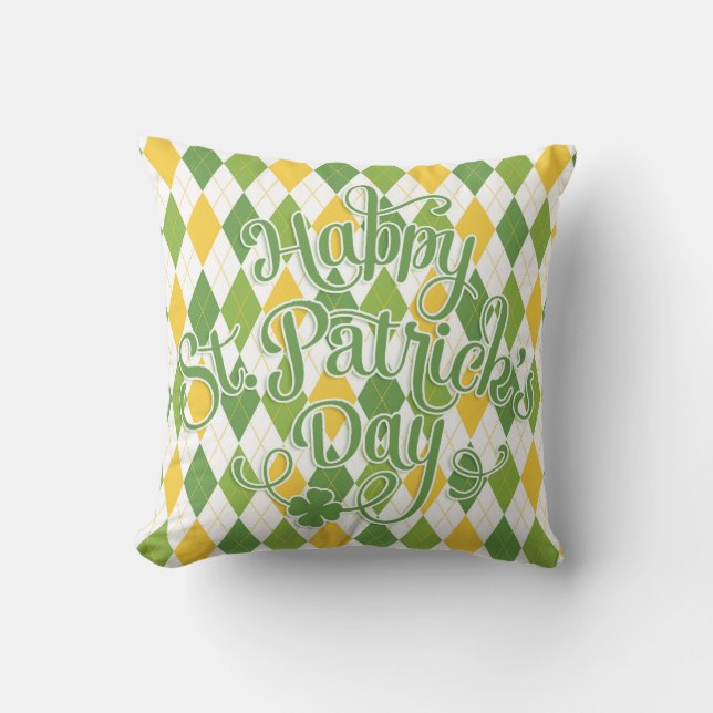 Almofada Green Argyle - Ruas felizes. Dia de Patrick (Frente)