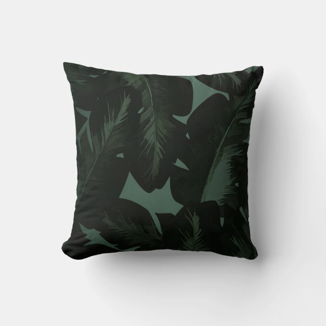 Almofada Green & Black Chic Folhas Tropicais Chic Island (Frente)