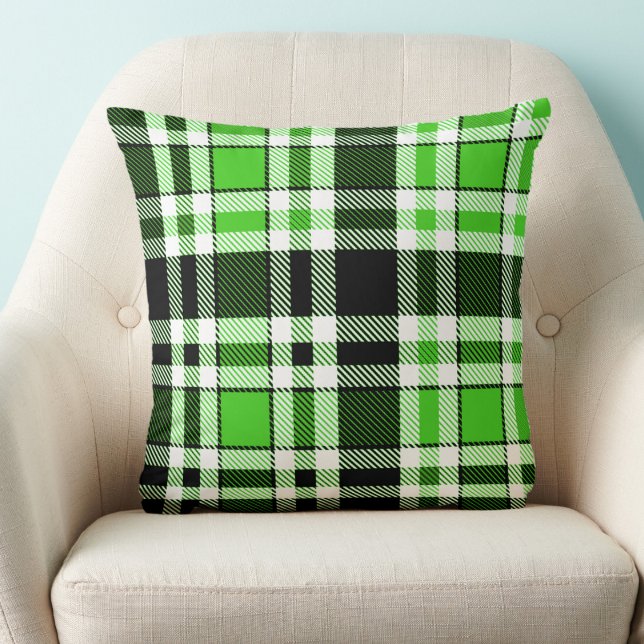 Almofada Green Black White Flannel Tartan Pattern Design  (Criador carregado)