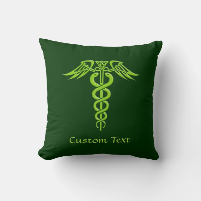 Almofada Green Celtic Knot Caduceus (Frente)