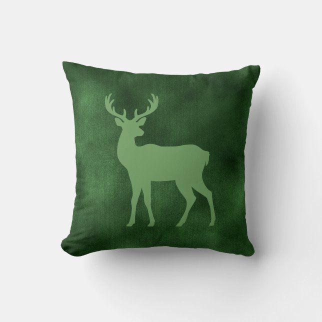 Almofada Green Deer Shape On Faux Green Velvet Texture (Frente)