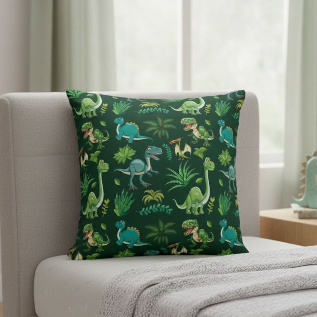 Almofada Green Dinosaur Print Decorative Pillow (Criador carregado)