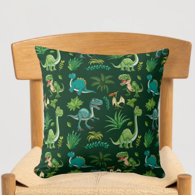 Almofada Green Dinosaur Print Decorative Pillow (Criador carregado)