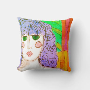 Almofada Green Eyed Lady Abstrato Art