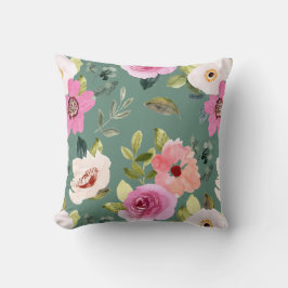 Almofada Green & Floral pretty throw cushion