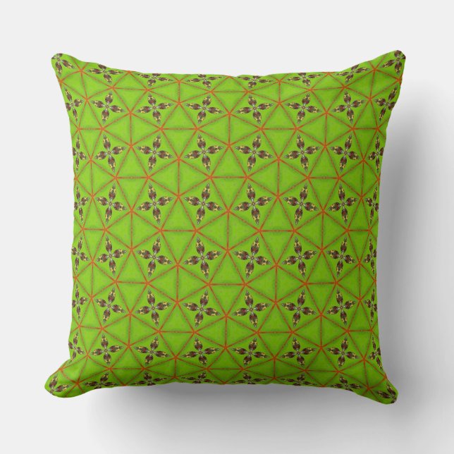 Almofada Green Geometric Floral Pattern Throw Pillow (Frente)