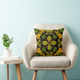 Almofada Green Leaf Abstract Square Throw Pillow