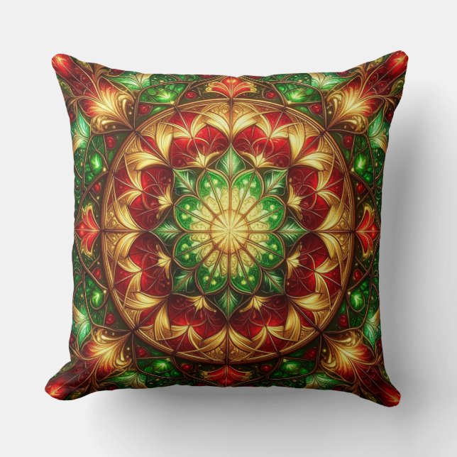 Almofada Green Red Decorative Christmas Throw Pillow (Frente)