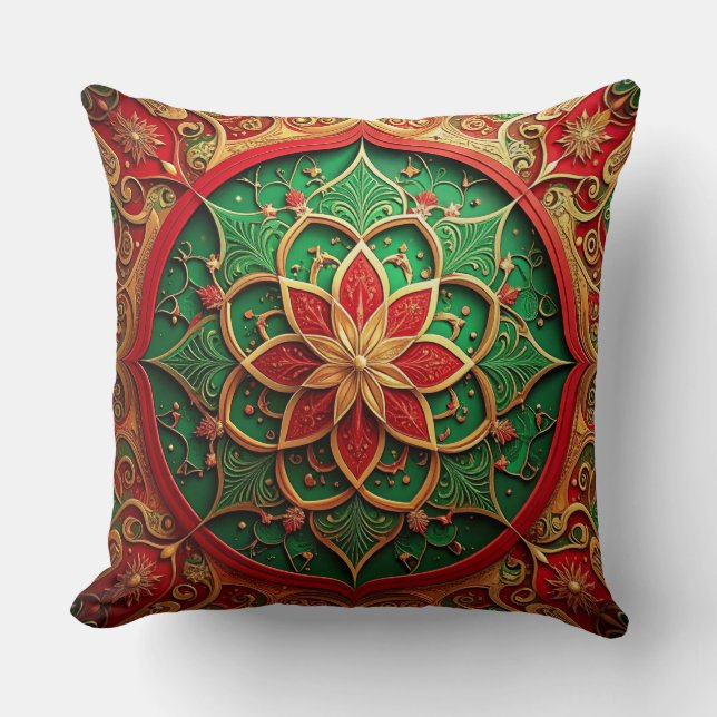 Almofada Green Red Decorative Christmas Throw Pillow (Frente)