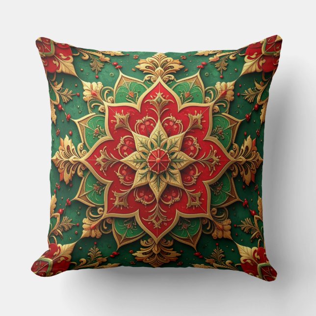 Almofada Green Red Decorative Christmas Throw Pillow (Frente)