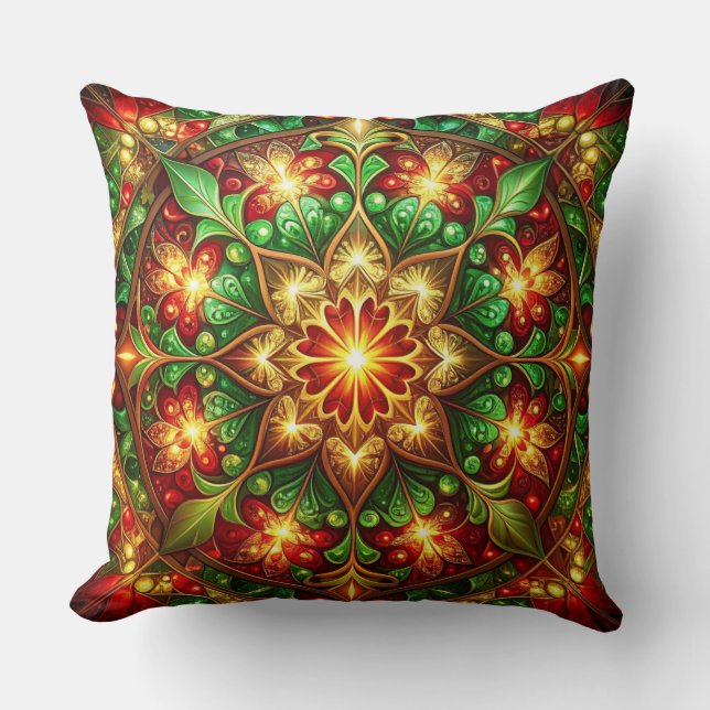 Almofada Green Red Decorative Christmas Throw Pillow (Frente)