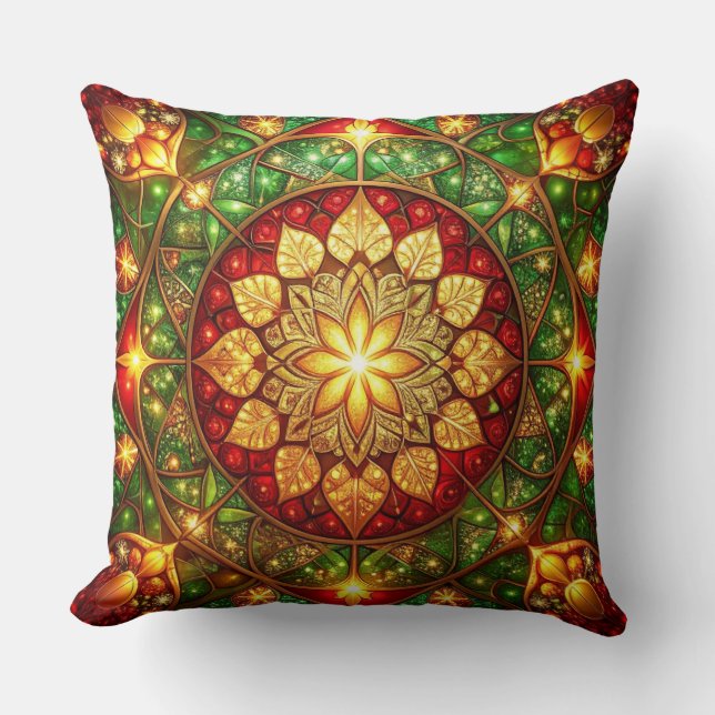 Almofada Green Red Decorative Christmas Throw Pillow (Frente)