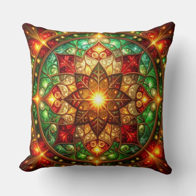 Almofada Green Red Decorative Christmas Throw Pillow (Frente)