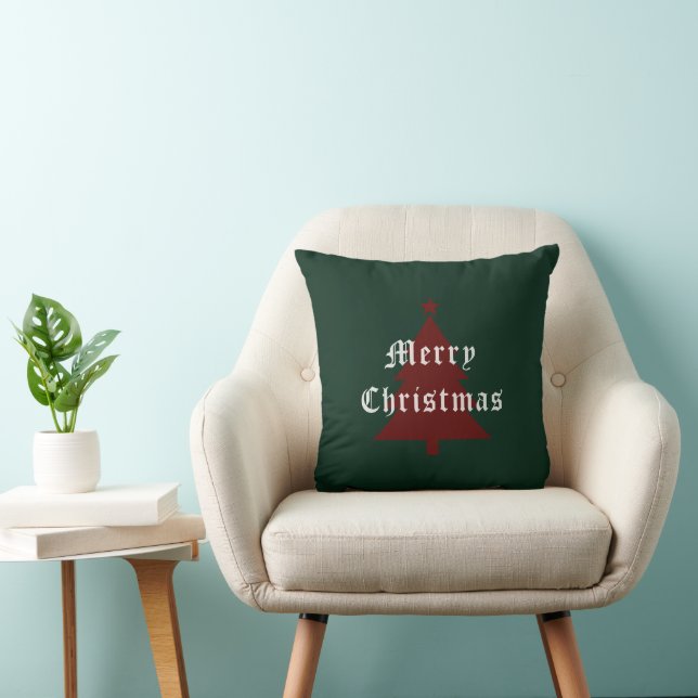 Almofada Green & Red "Merry Christmas" Throw Pillow (Cadeira)