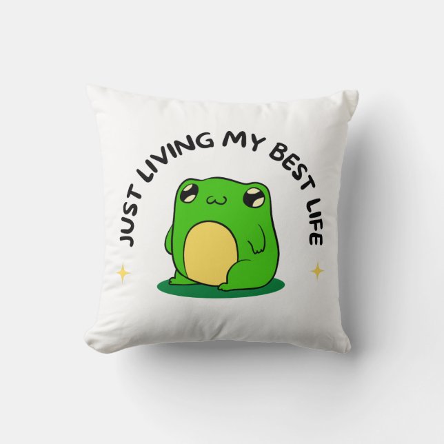 Almofada Green Sweet Cute Simple Frog Character Pillow (Frente)